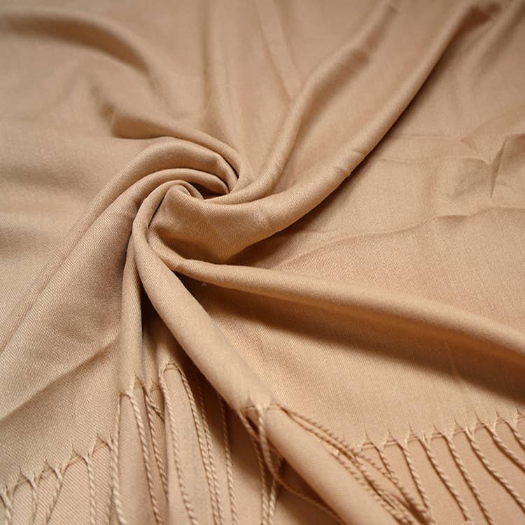 Plain cotton blend pashmina with tassels: Mint A10 - Scarves! - Scotland