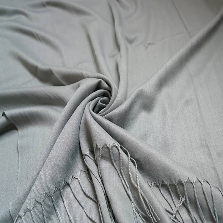 Plain cotton blend pashmina with tassels: Mint A10 - Scarves! - Scotland