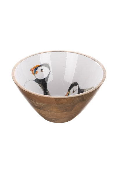 Puffin Wooden Bowl 30cm - The Nancy Smillie Shop - Art, Jewellery & Designer Gifts Glasgow