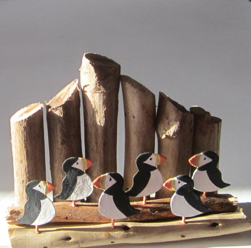 Puffins On Groynes - The Nancy Smillie Shop - Art, Jewellery & Designer Gifts Glasgow