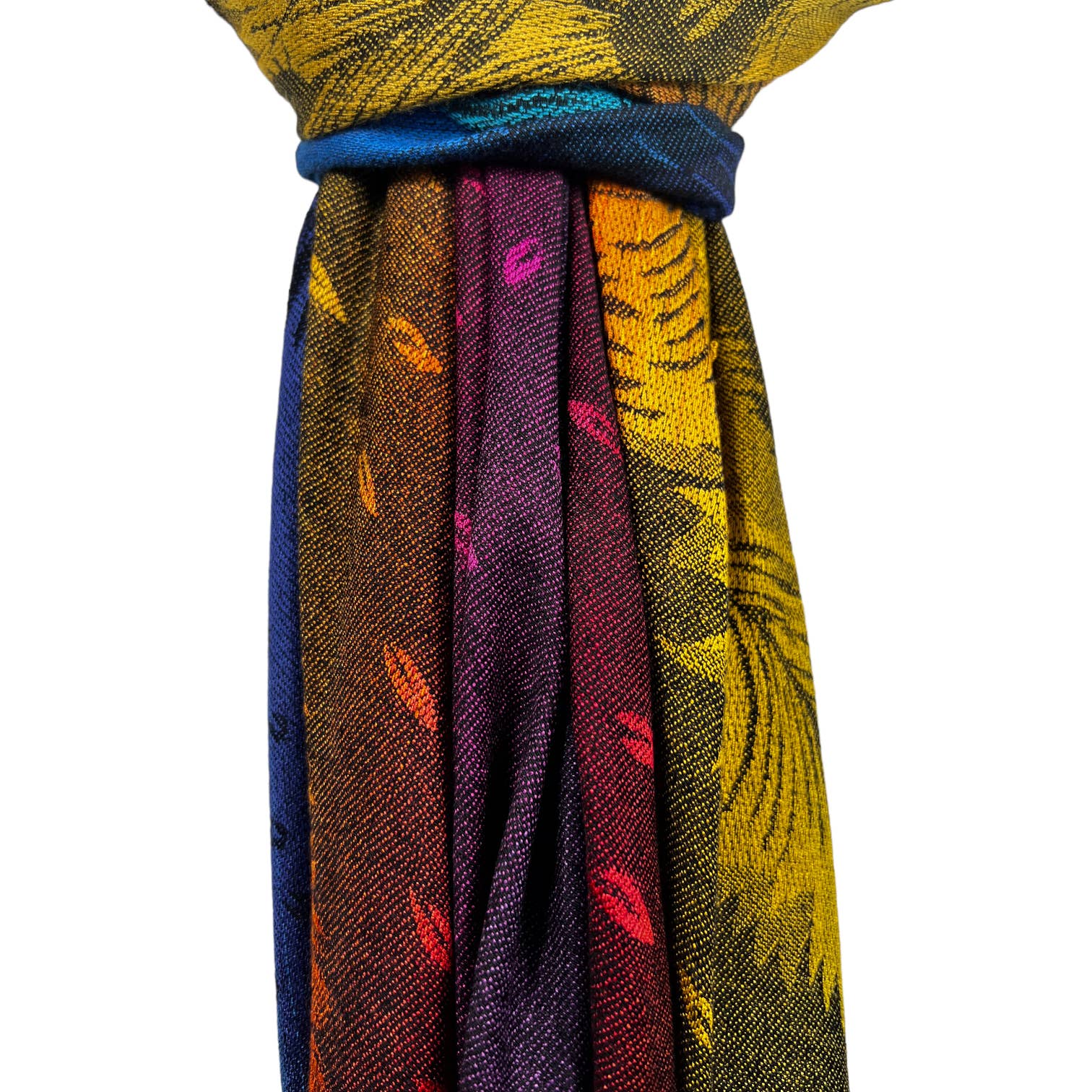 Rainbow Pashmina feather print with tassels: Black - The Nancy Smillie Shop - Art, Jewellery & Designer Gifts Glasgow