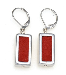 Red Rectangular Felt Earrings | The Nancy Smillie Shop - Art, Jewellery & Designer Gifts Glasgow Scotland