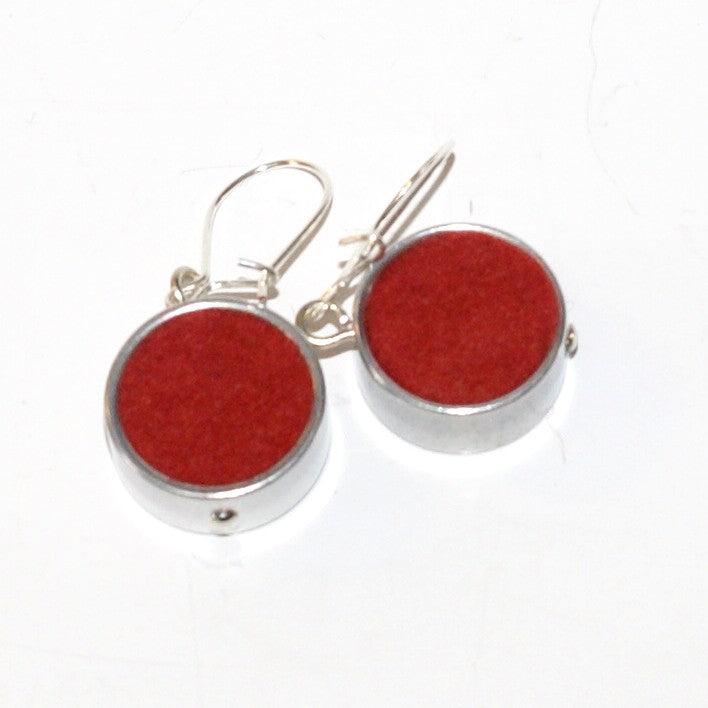 Red Round Felt Earrings - The Nancy Smillie Shop - Art, Jewellery & Designer Gifts Glasgow