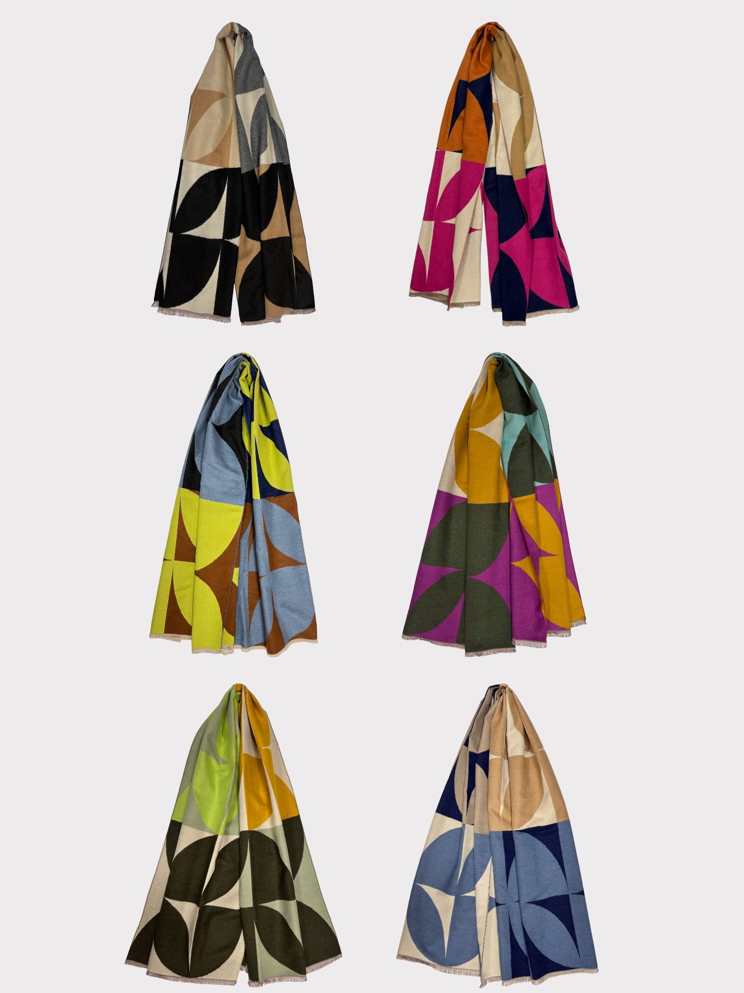 Retro print on cashmere blend scarf finished with fringes: Blacca - The Nancy Smillie Shop - Art, Jewellery & Designer Gifts Glasgow