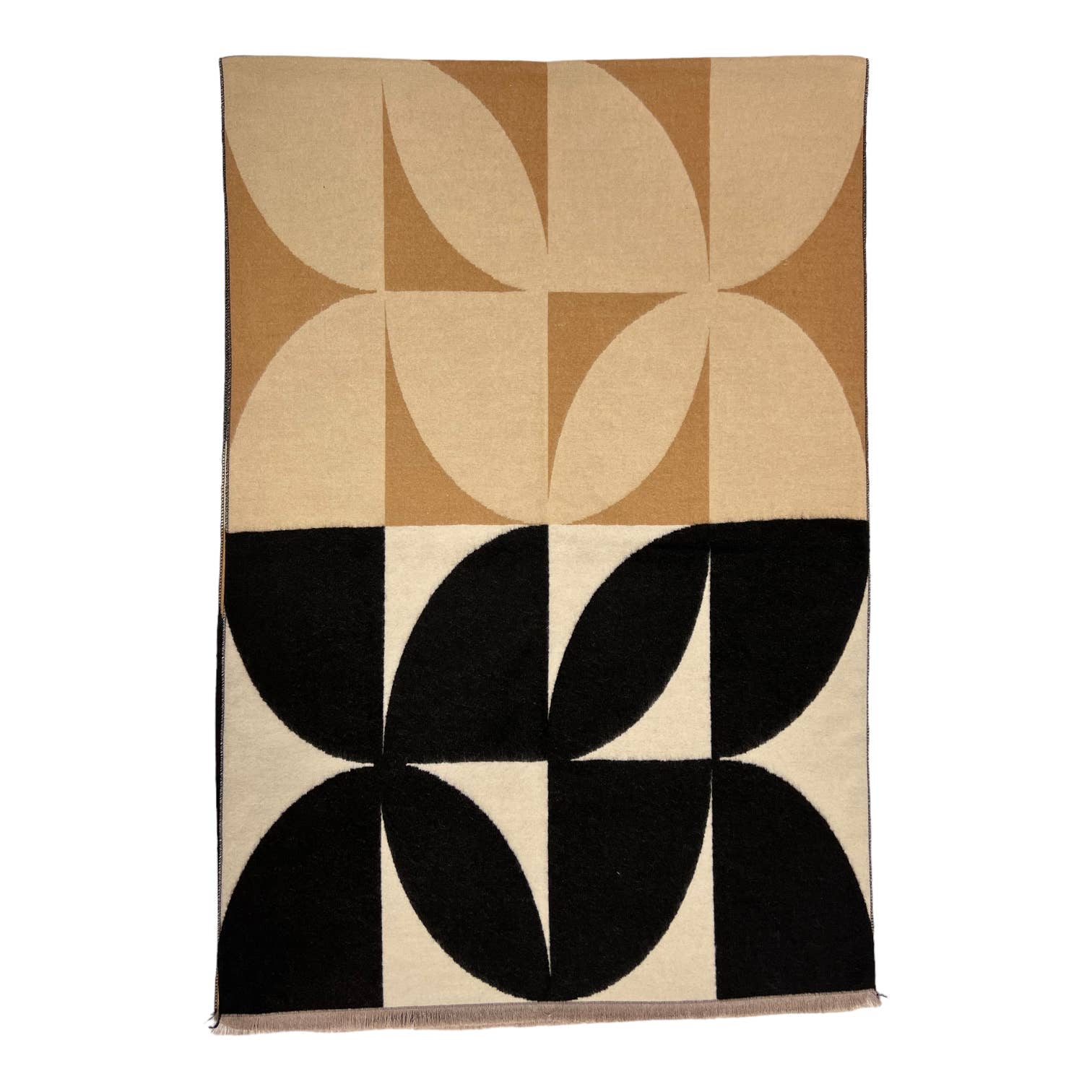 Retro print on cashmere blend scarf finished with fringes: Orbeige - Scarves! - Scotland