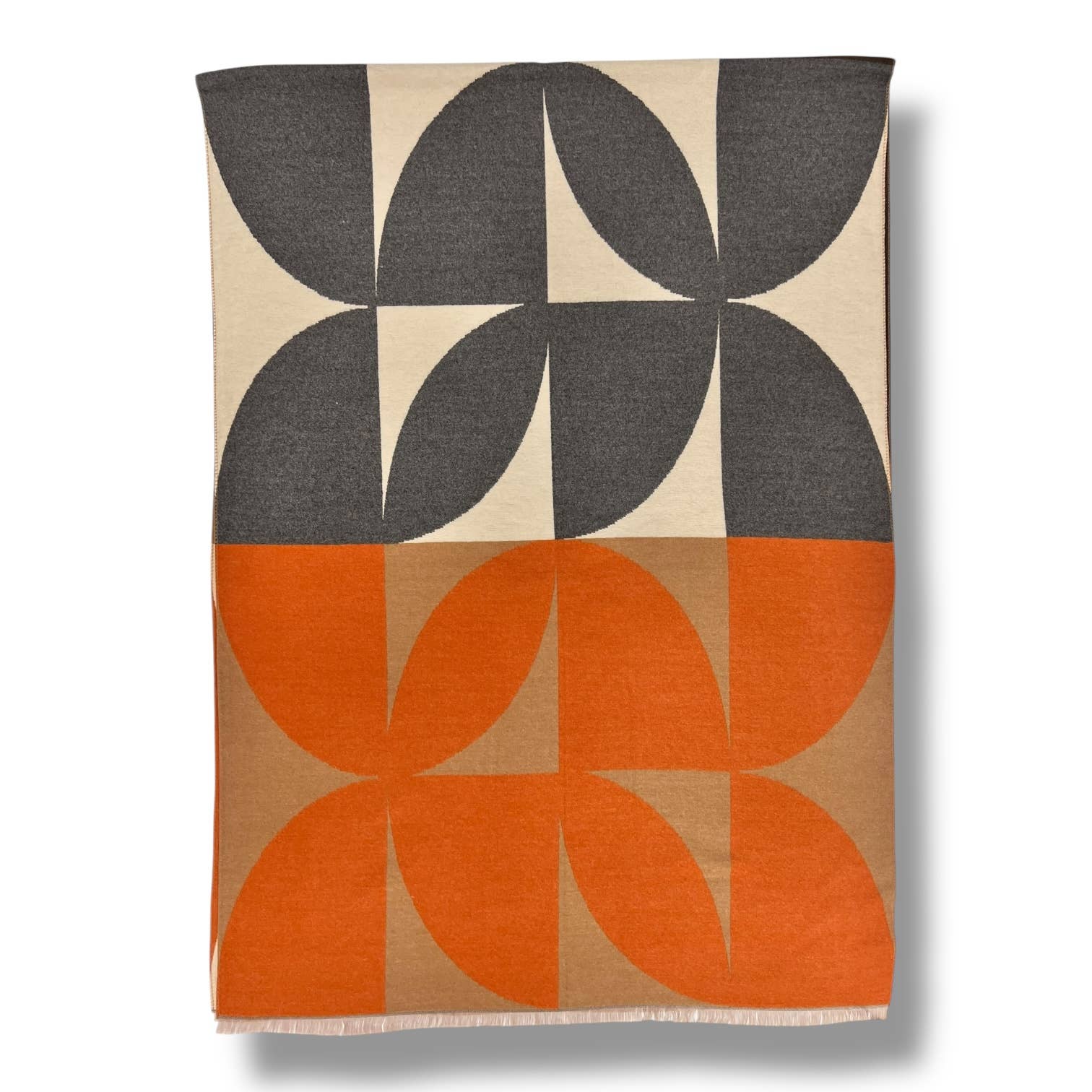 Retro print on cashmere blend scarf finished with fringes: Orbeige - Scarves! - Scotland