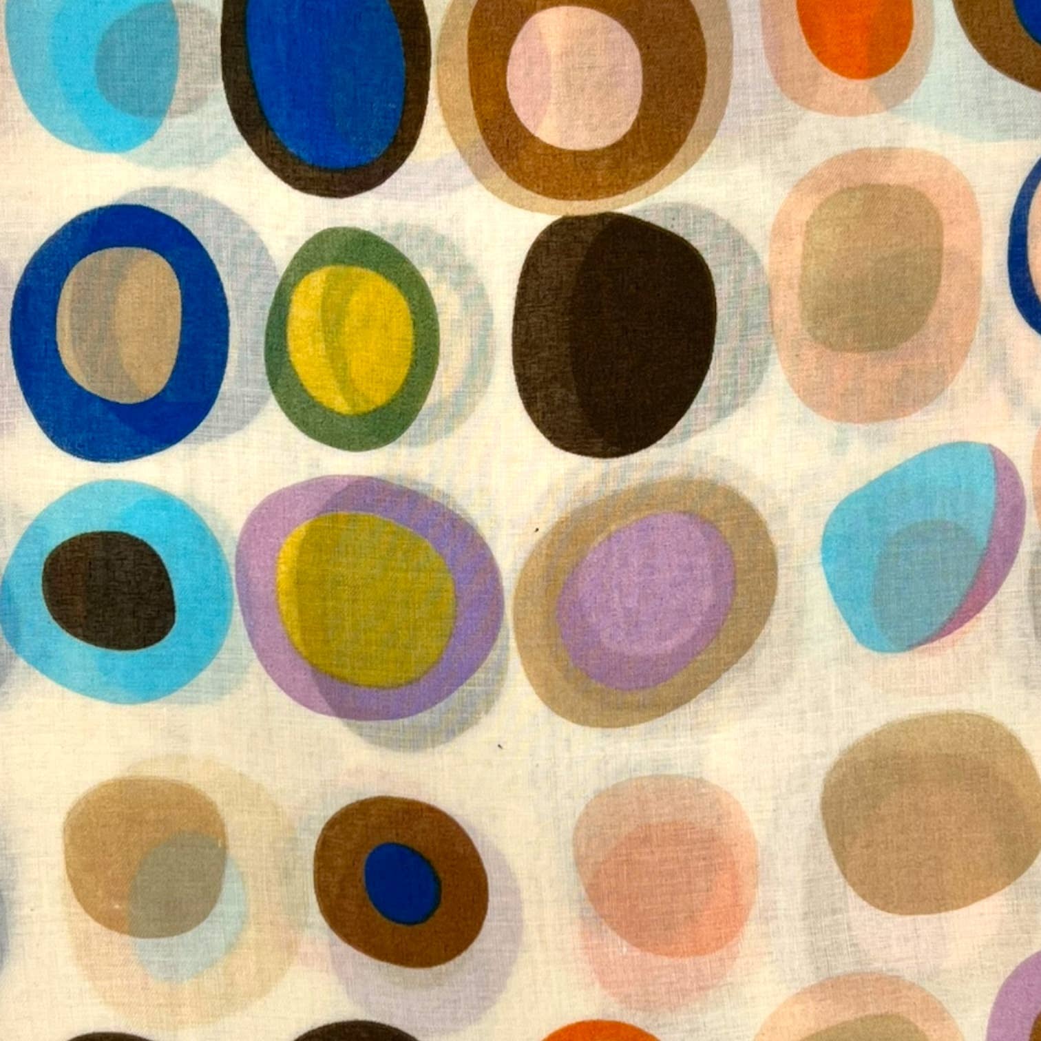 Retro style dots scarf finished with fringes: Beige - The Nancy Smillie Shop - Art, Jewellery & Designer Gifts Glasgow