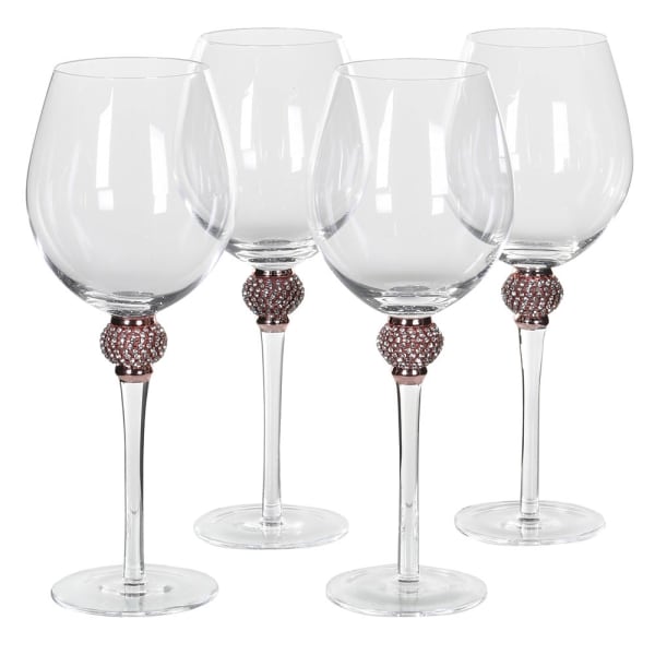 Rose Gold Diamonte Red Wine Glass - The Nancy Smillie Shop - Art, Jewellery & Designer Gifts Glasgow