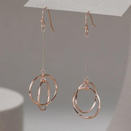 Rose Gold Hoop Drop Earrings - The Nancy Smillie Shop - Art, Jewellery & Designer Gifts Glasgow