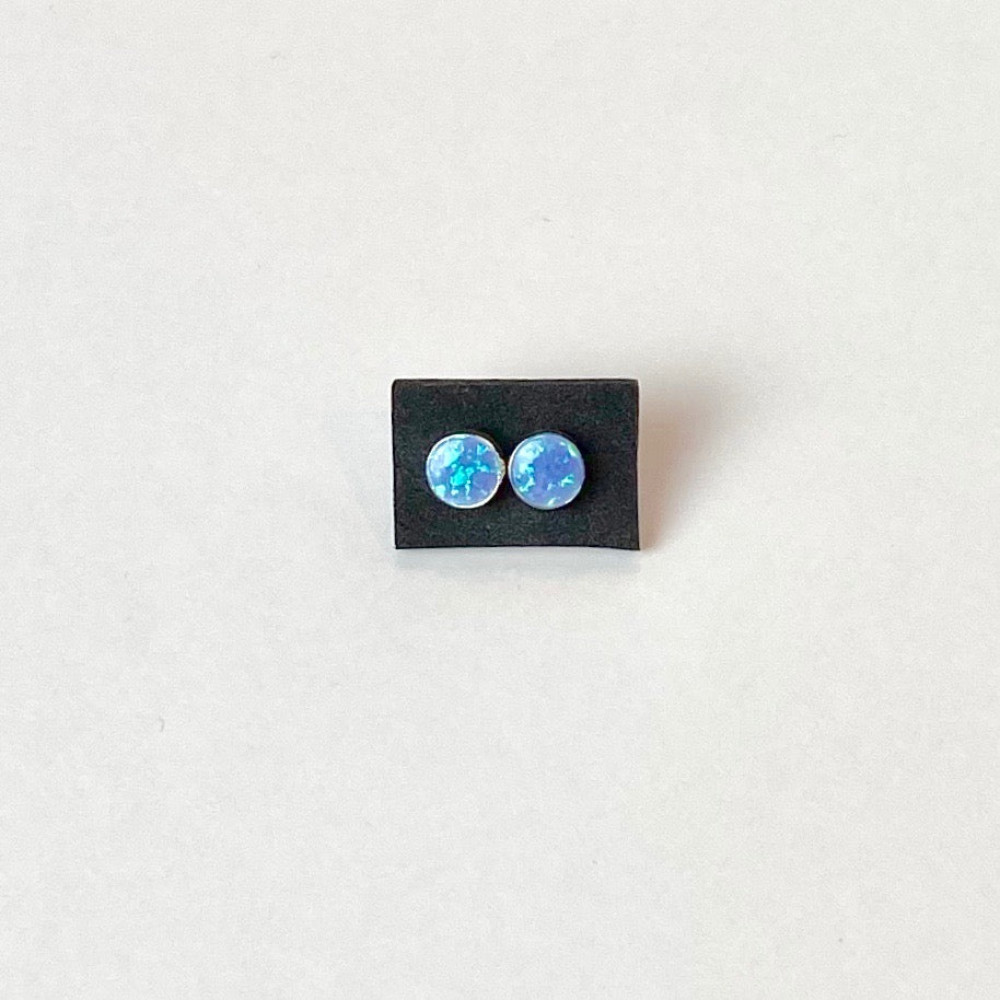 Round 8mm Blue Opaline Earrings - The Nancy Smillie Shop - Art, Jewellery & Designer Gifts Glasgow