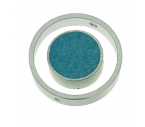 Sleek teal eyeshadow compact with silver rim in Round Turquoise design
