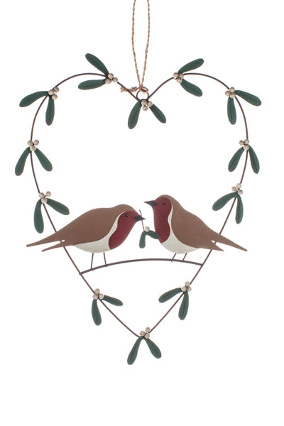 Rust Heart with Mistletoe and Robins | The Nancy Smillie Shop - Art, Jewellery & Designer Gifts Glasgow Scotland