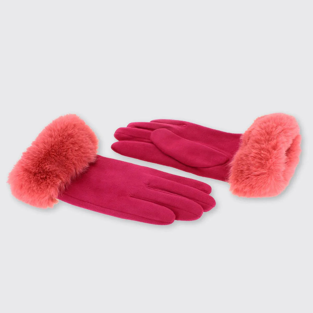 Salmon Pink Sophia Gloves with Fur Edge | The Nancy Smillie Shop - Art, Jewellery & Designer Gifts Glasgow Scotland