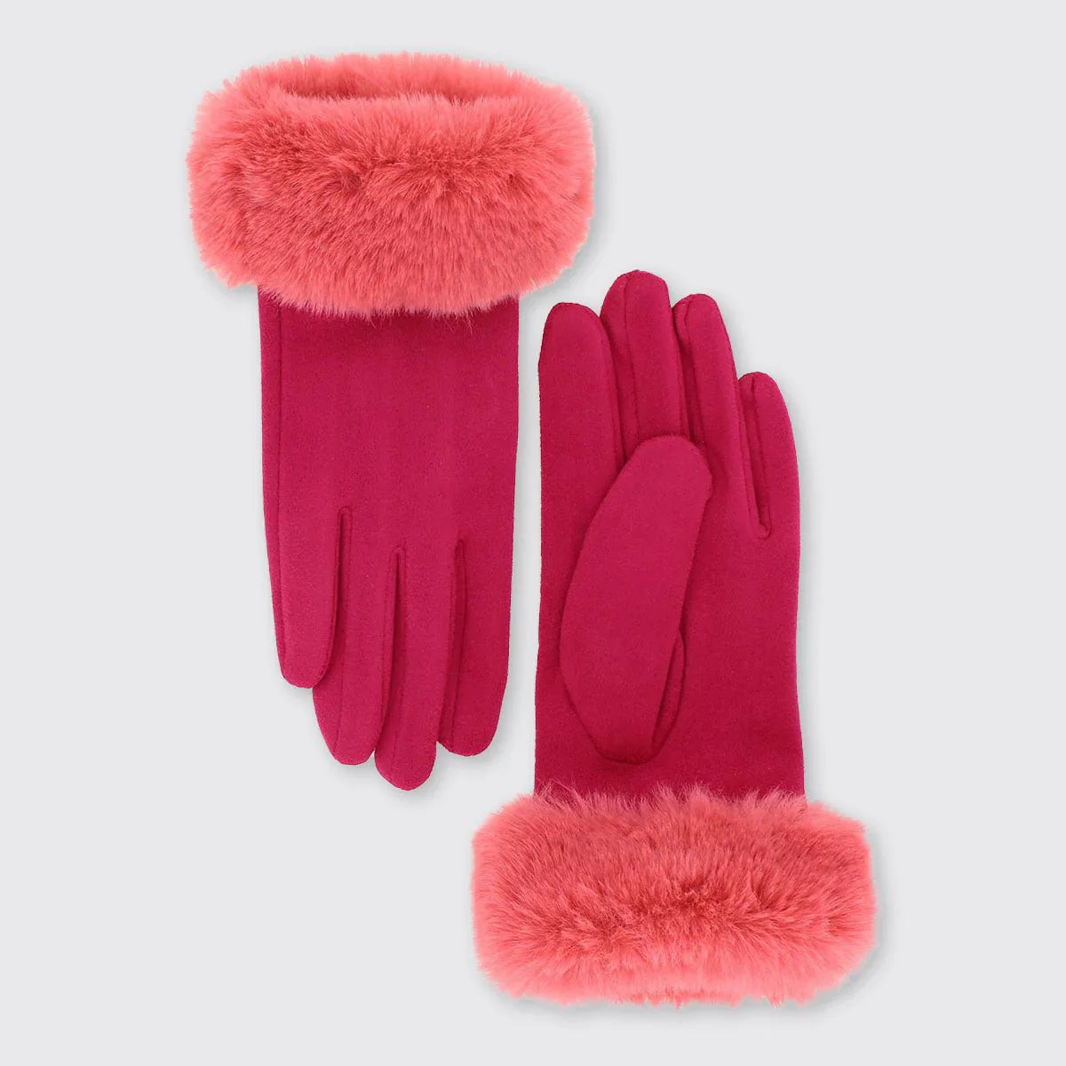 Salmon Pink Sophia Gloves with Fur Edge | The Nancy Smillie Shop - Art, Jewellery & Designer Gifts Glasgow Scotland