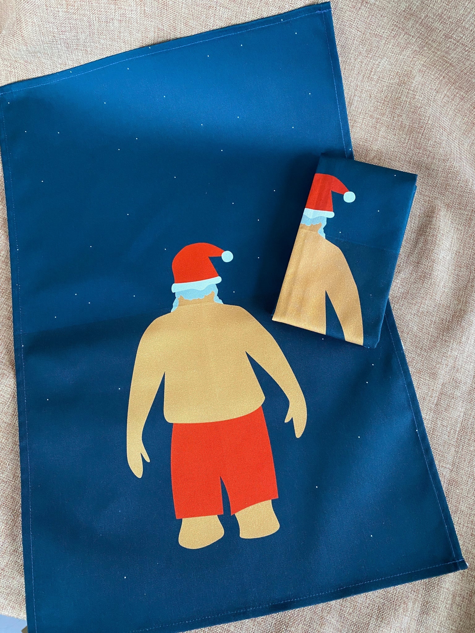 Santa Swim Tea Towel - The Nancy Smillie Shop - Art, Jewellery & Designer Gifts Glasgow