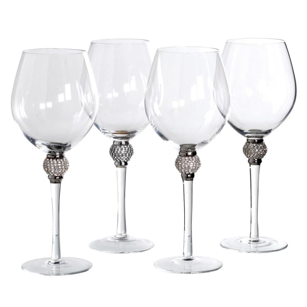 Silver Diamonte Red Wine Glass - The Nancy Smillie Shop - Art, Jewellery & Designer Gifts Glasgow