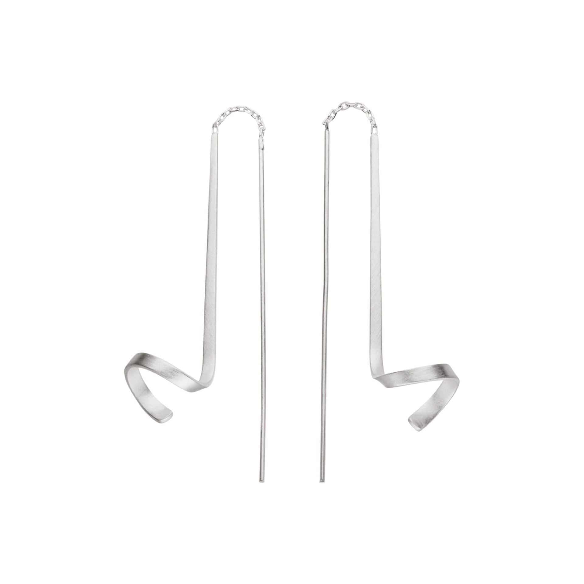 Silver minimalist ear cuffs with twisted design and chain details