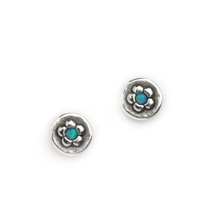 Silver Flower Opal Earrings - The Nancy Smillie Shop - Art, Jewellery & Designer Gifts Glasgow