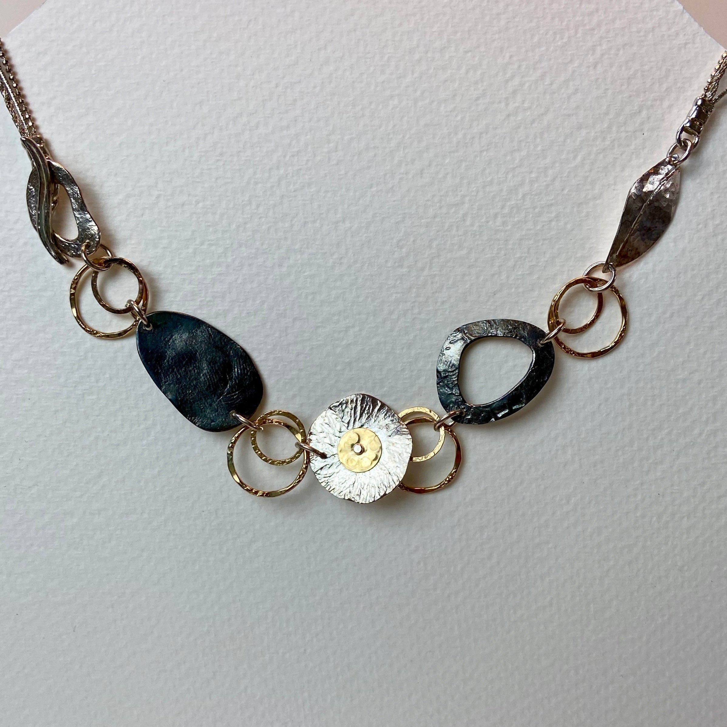 Silver Gold hoop and Disc Necklace - The Nancy Smillie Shop - Art, Jewellery & Designer Gifts Glasgow