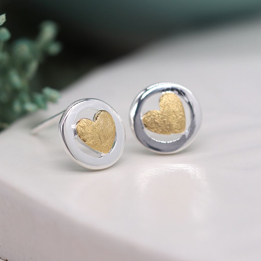 Silver & Gold Stud Circle Earrings - The Nancy Smillie Shop - Art, Jewellery & Designer Gifts Glasgow