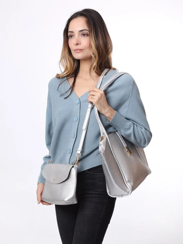 Silver Handbag - Reversible Clutch Shoulder Camera - Bags of Bags! - Scotland
