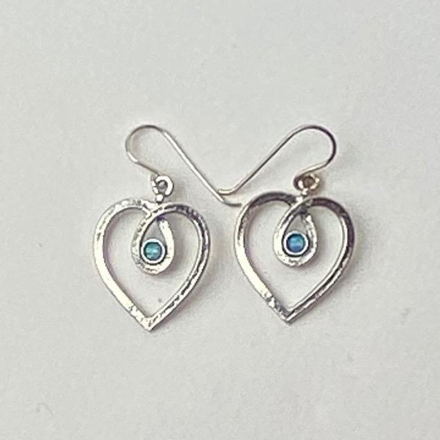 Silver Heart and Opal Earrings - The Nancy Smillie Shop - Art, Jewellery & Designer Gifts Glasgow