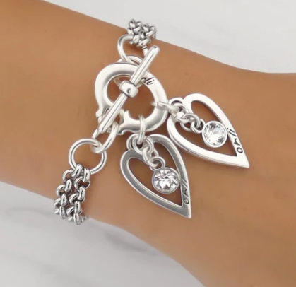 Silver Hearts Double Chain Bracelet - The Nancy Smillie Shop - Art, Jewellery & Designer Gifts Glasgow