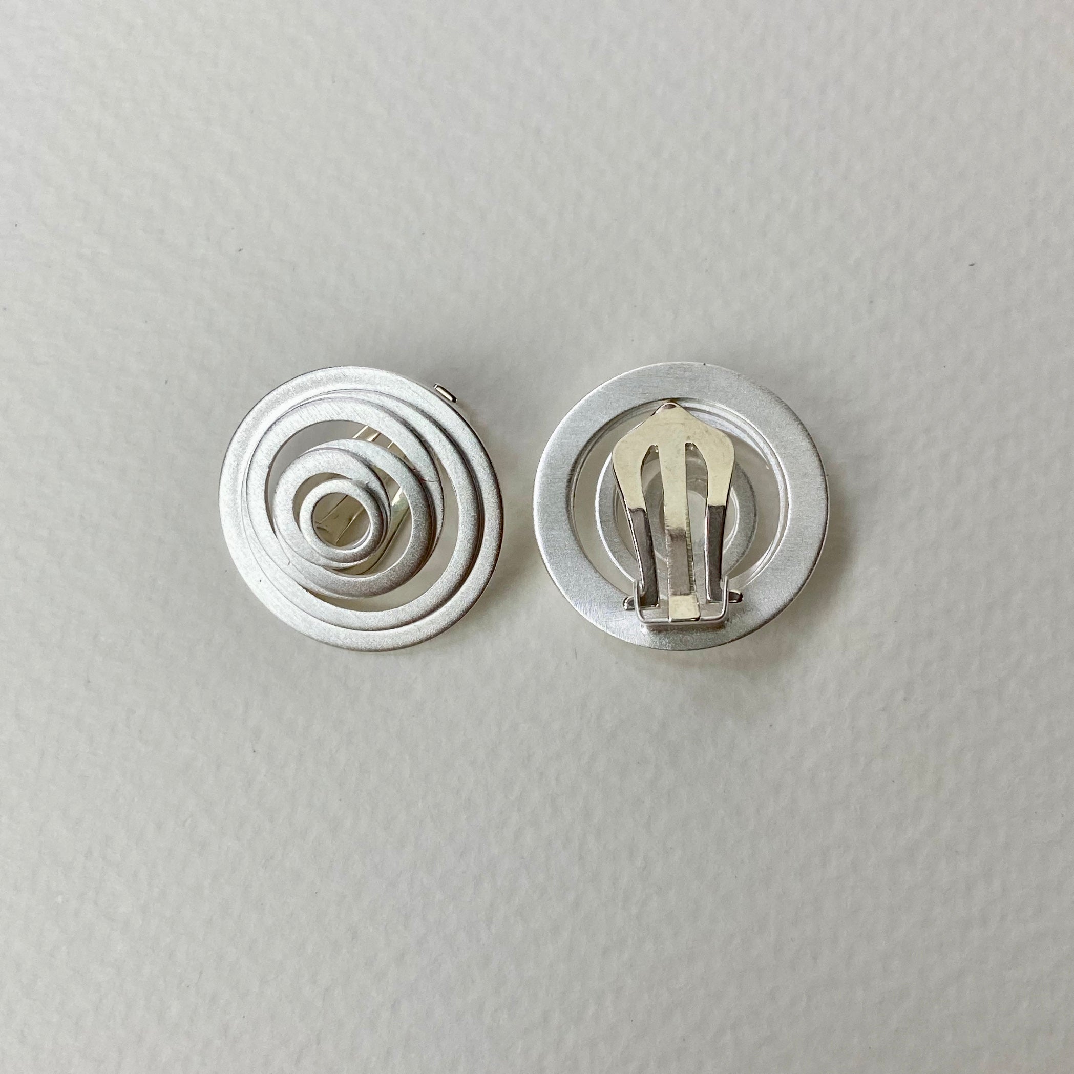 Silver Spiral Clip-On Earrings | Jewellery | Tezer | Glasgow Scotland