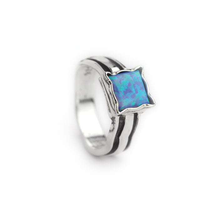 Silver Square Opal Ring - The Nancy Smillie Shop - Art, Jewellery & Designer Gifts Glasgow