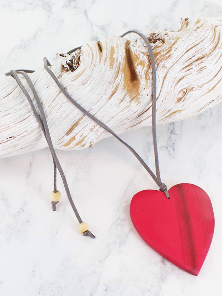 SIMPLE WOODEN HEART PENDANT NECKLACE - Jewellery - Scotland