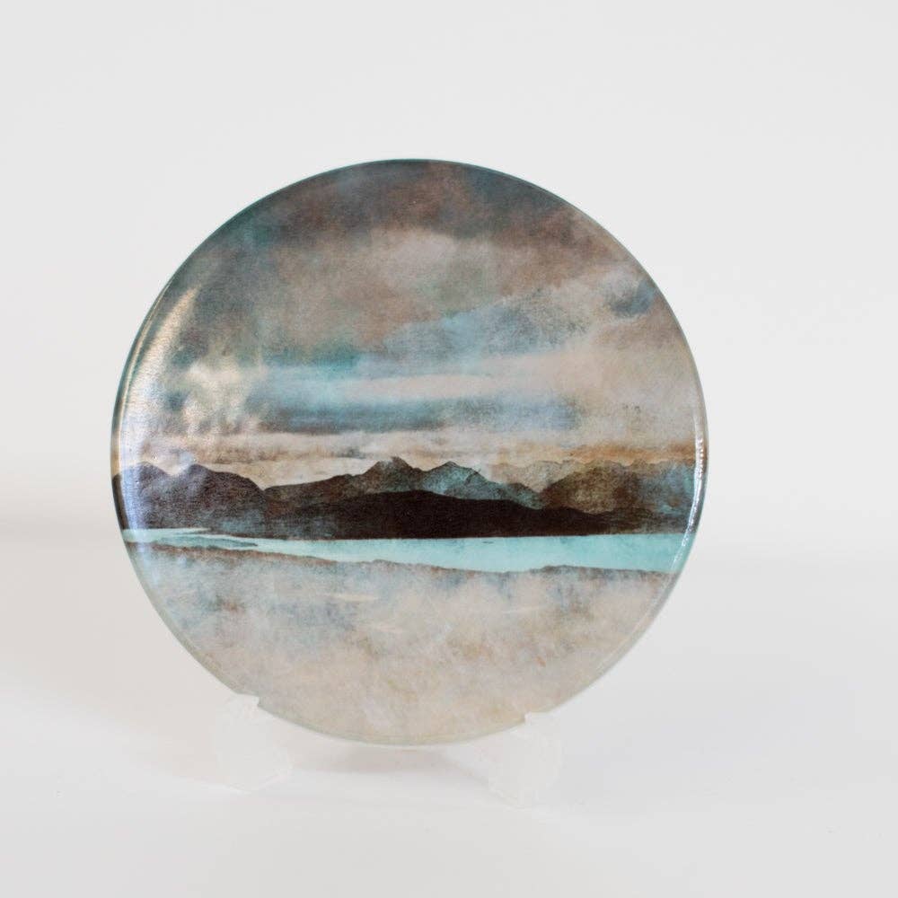 Skye Ceramic Coaster: Muted Mountain Landscape Plate