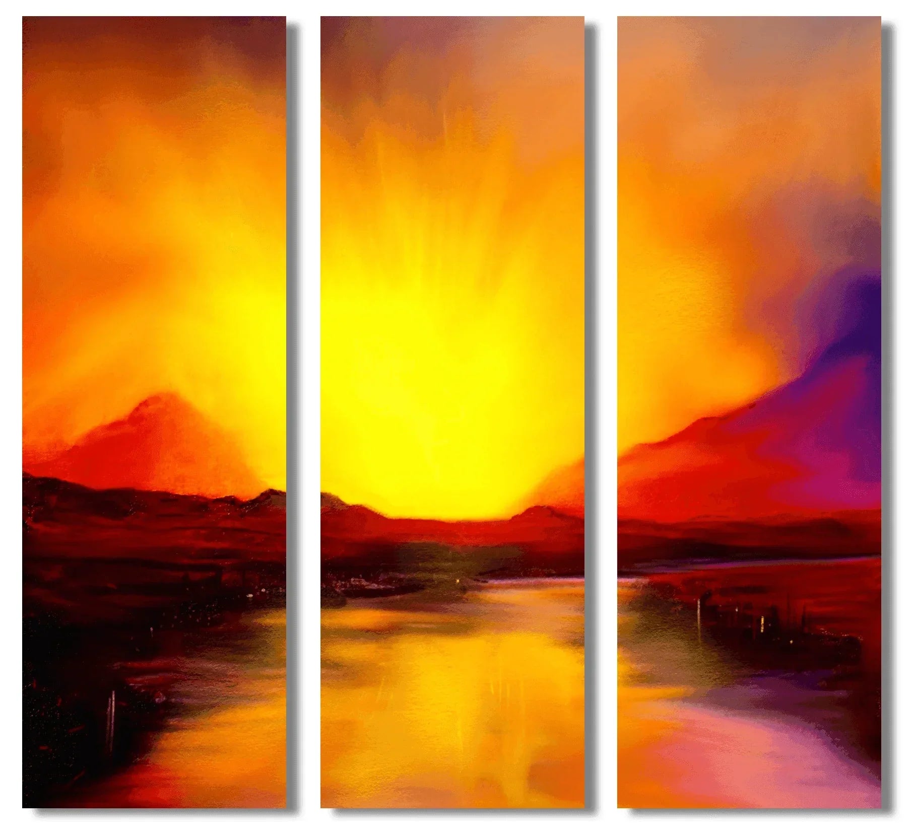 Skye Sunset Triptych  | Statement Interior Wall Art from Scotland