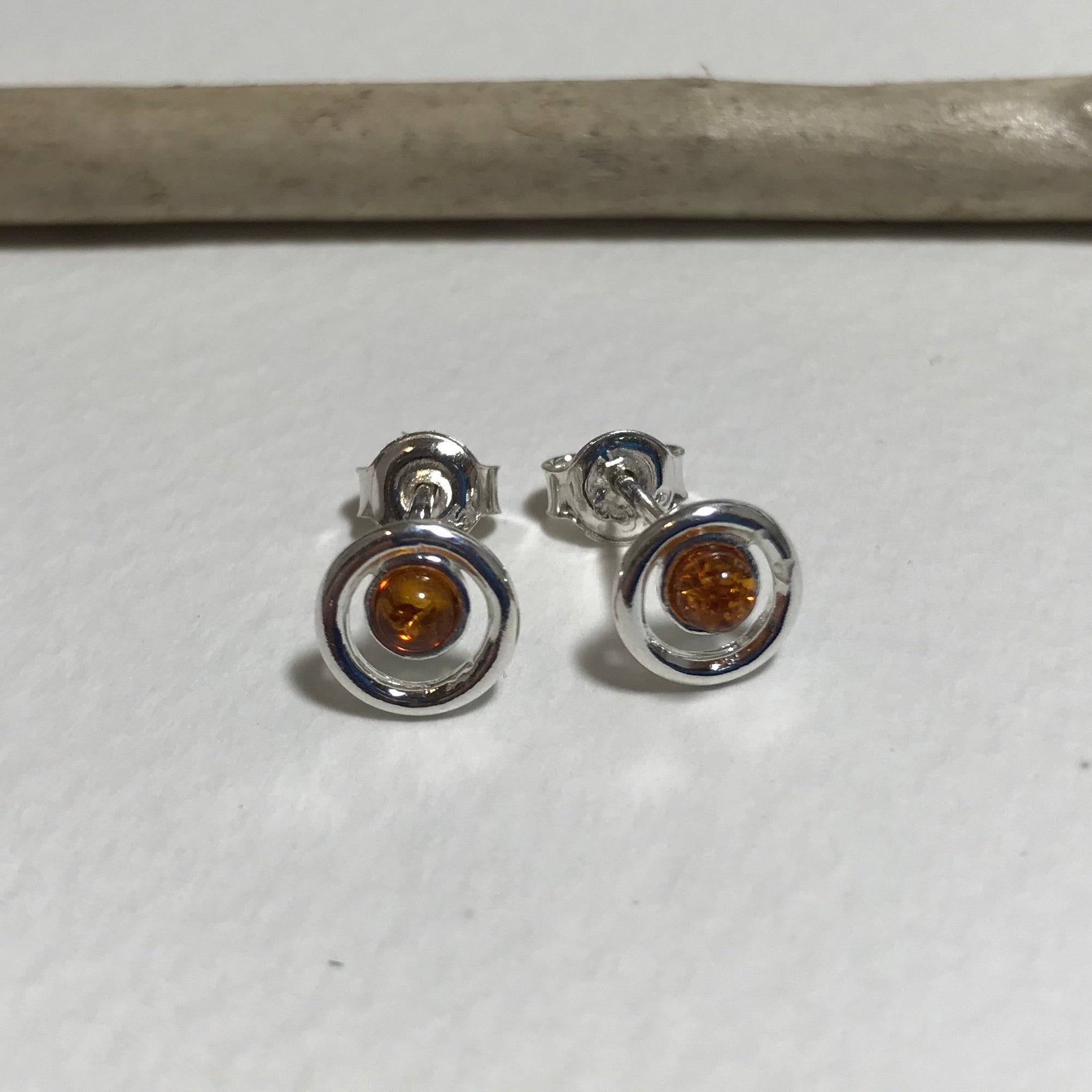 Small Circle Stud Amber Earrings - The Nancy Smillie Shop - Art, Jewellery & Designer Gifts Glasgow
