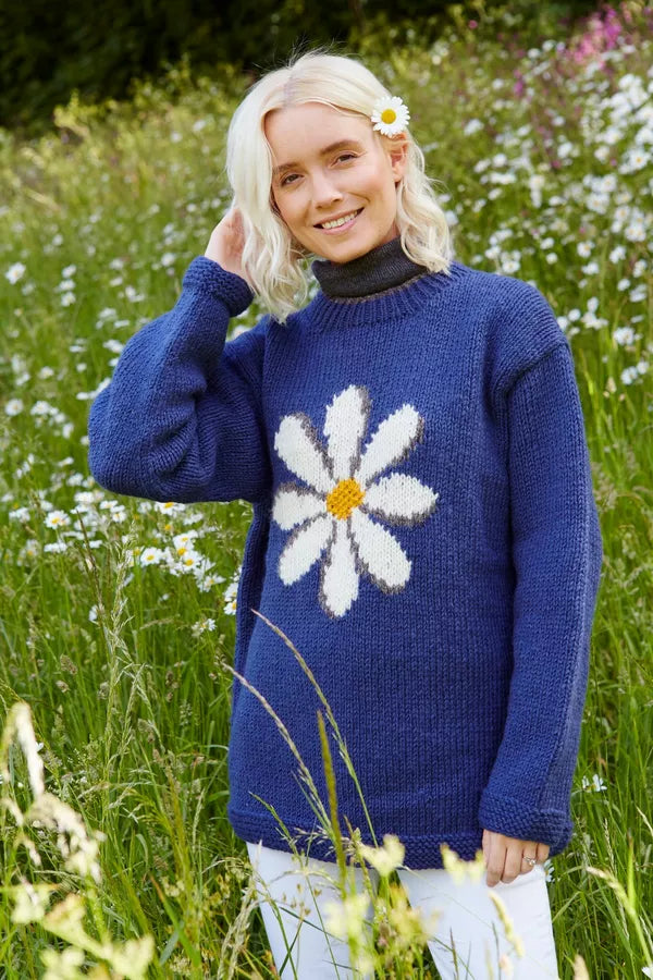 Small Denim Daisy Sweater - The Nancy Smillie Shop - Art, Jewellery & Designer Gifts Glasgow