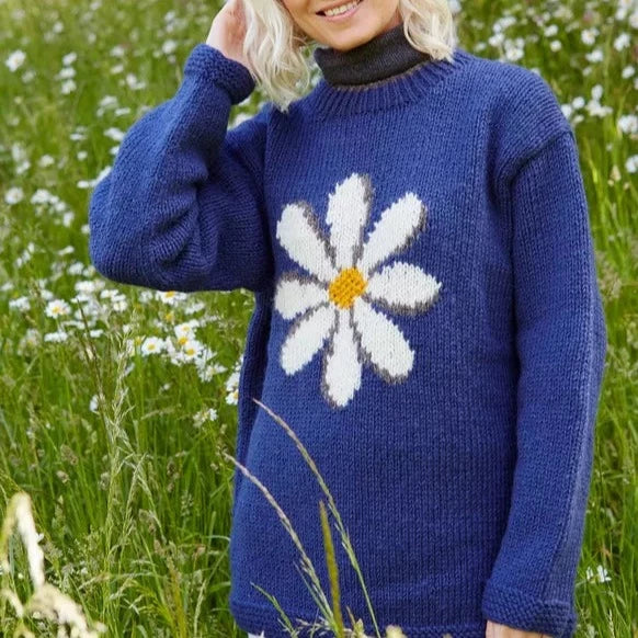 Small Denim Daisy Sweater - The Nancy Smillie Shop - Art, Jewellery & Designer Gifts Glasgow