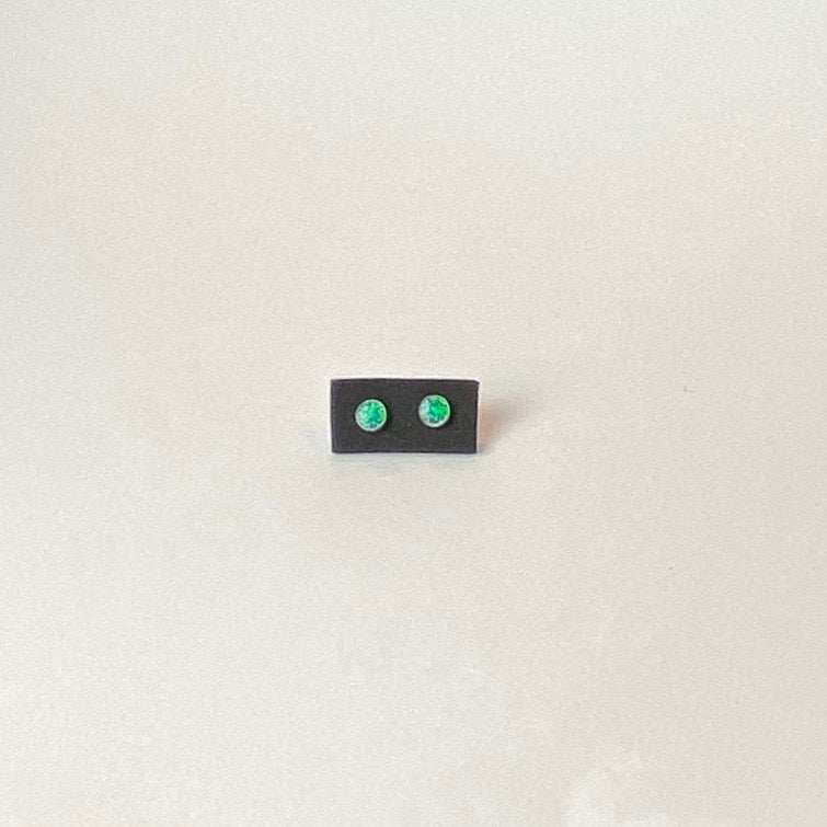 Small Green Round Opal earrings - The Nancy Smillie Shop - Art, Jewellery & Designer Gifts Glasgow