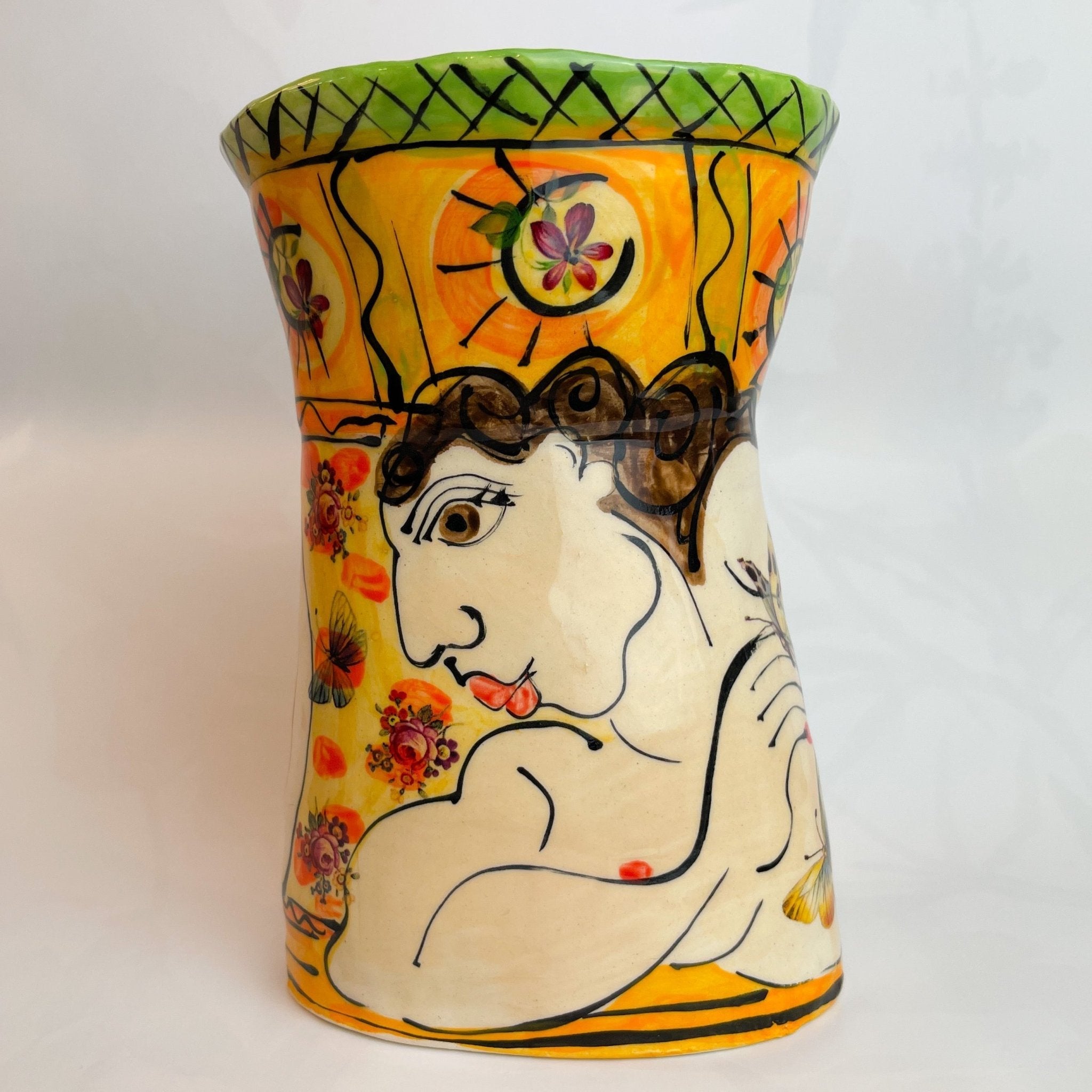 Small Orange & Green Vase - The Nancy Smillie Shop - Art, Jewellery & Designer Gifts Glasgow