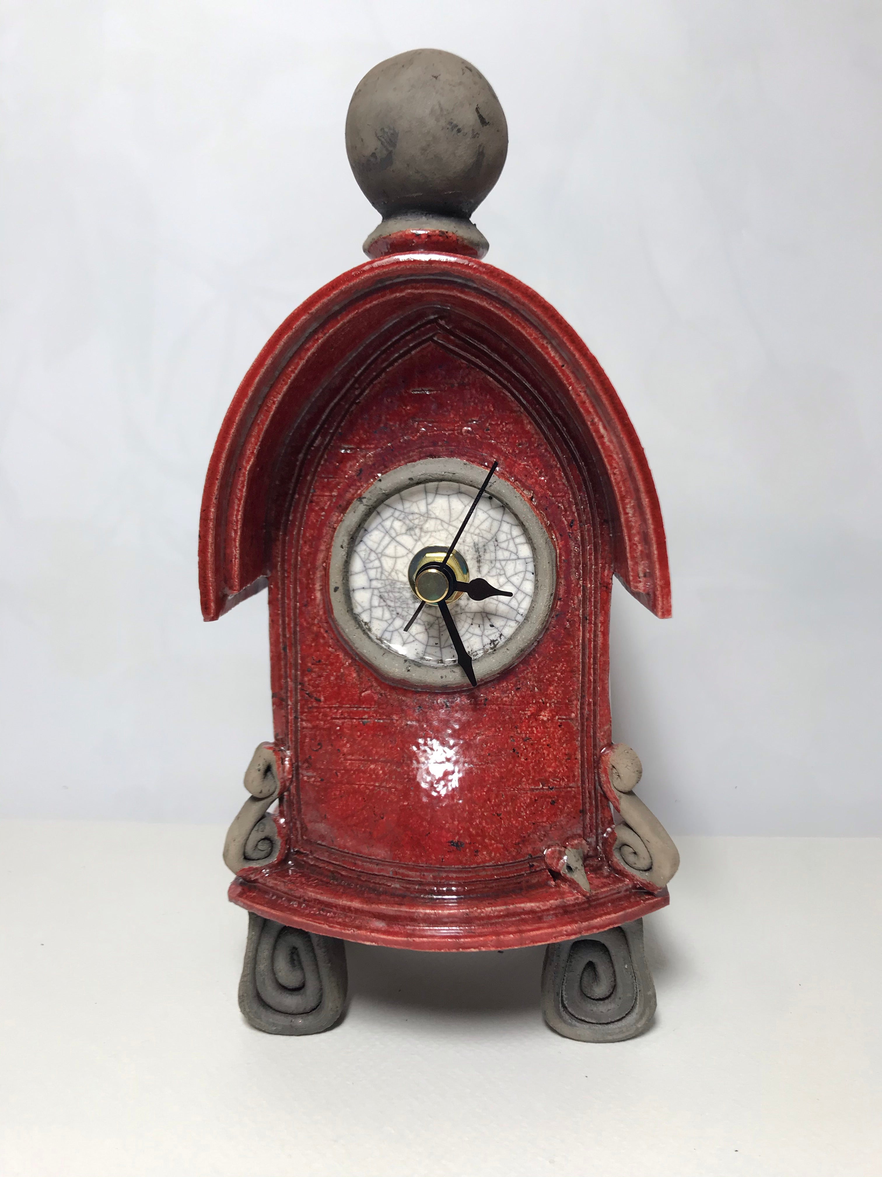 Small Red Arch Clock - The Nancy Smillie Shop - Art, Jewellery & Designer Gifts Glasgow