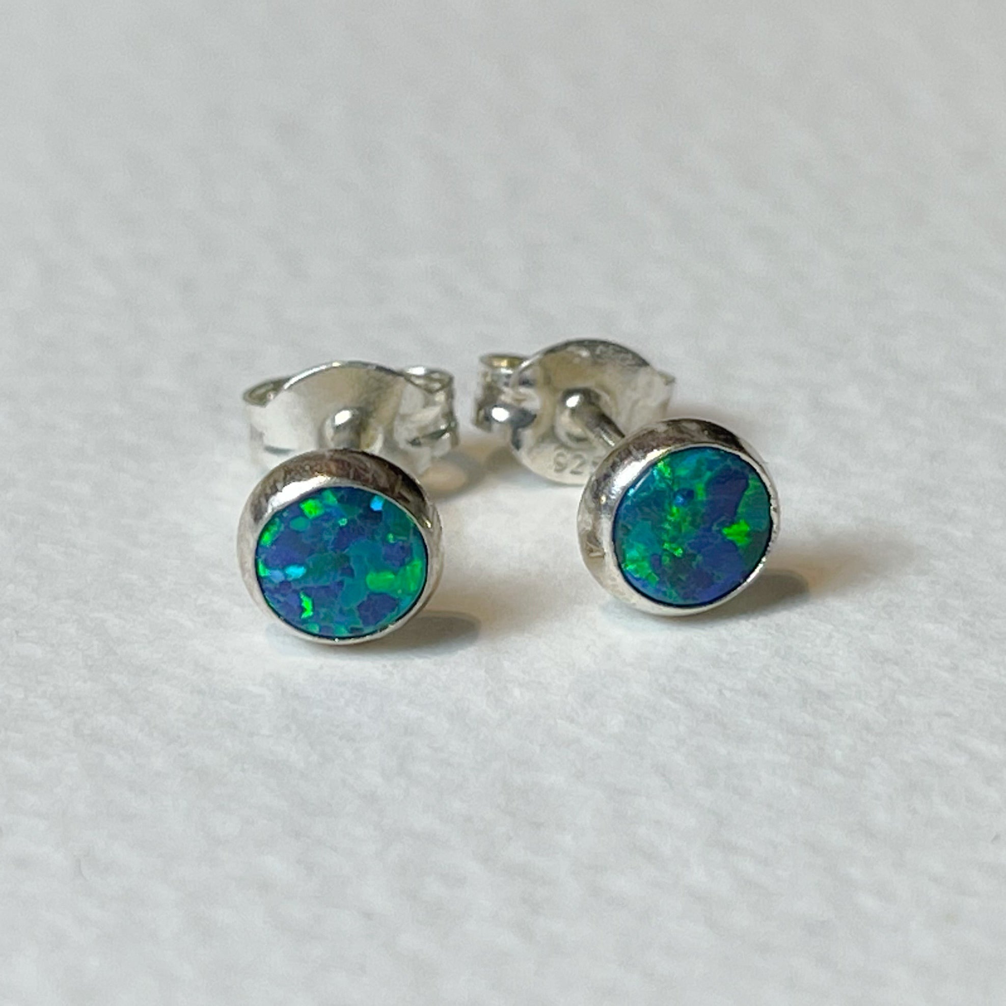 Small Round Green Opal Studs - The Nancy Smillie Shop - Art, Jewellery & Designer Gifts Glasgow