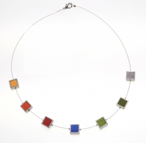 Small Squares Multi Coloured Felt Necklace - The Nancy Smillie Shop - Art, Jewellery & Designer Gifts Glasgow