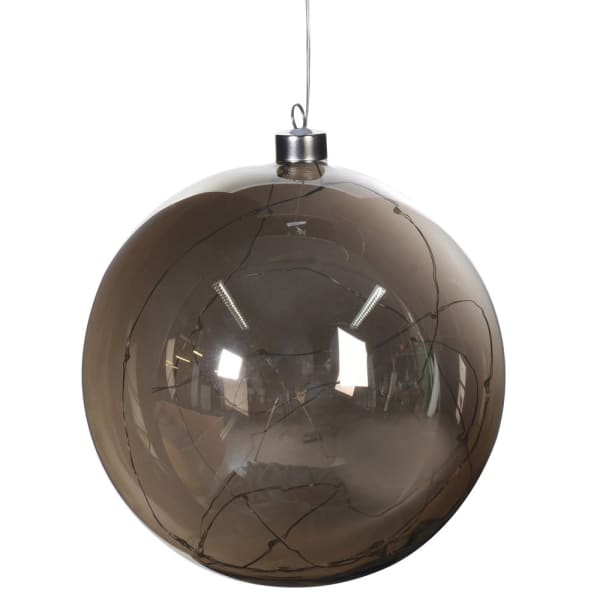 Smokey Grey Glass Ball w/ Lights - The Nancy Smillie Shop - Art, Jewellery & Designer Gifts Glasgow
