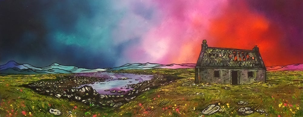 South Uist Croft Small Mounted Print - The Nancy Smillie Shop - Art, Jewellery & Designer Gifts Glasgow