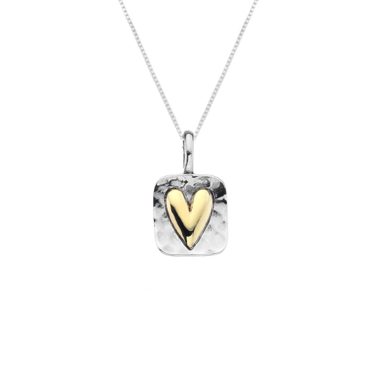 Square Brass Heart Hammered Necklace - The Nancy Smillie Shop - Art, Jewellery & Designer Gifts Glasgow