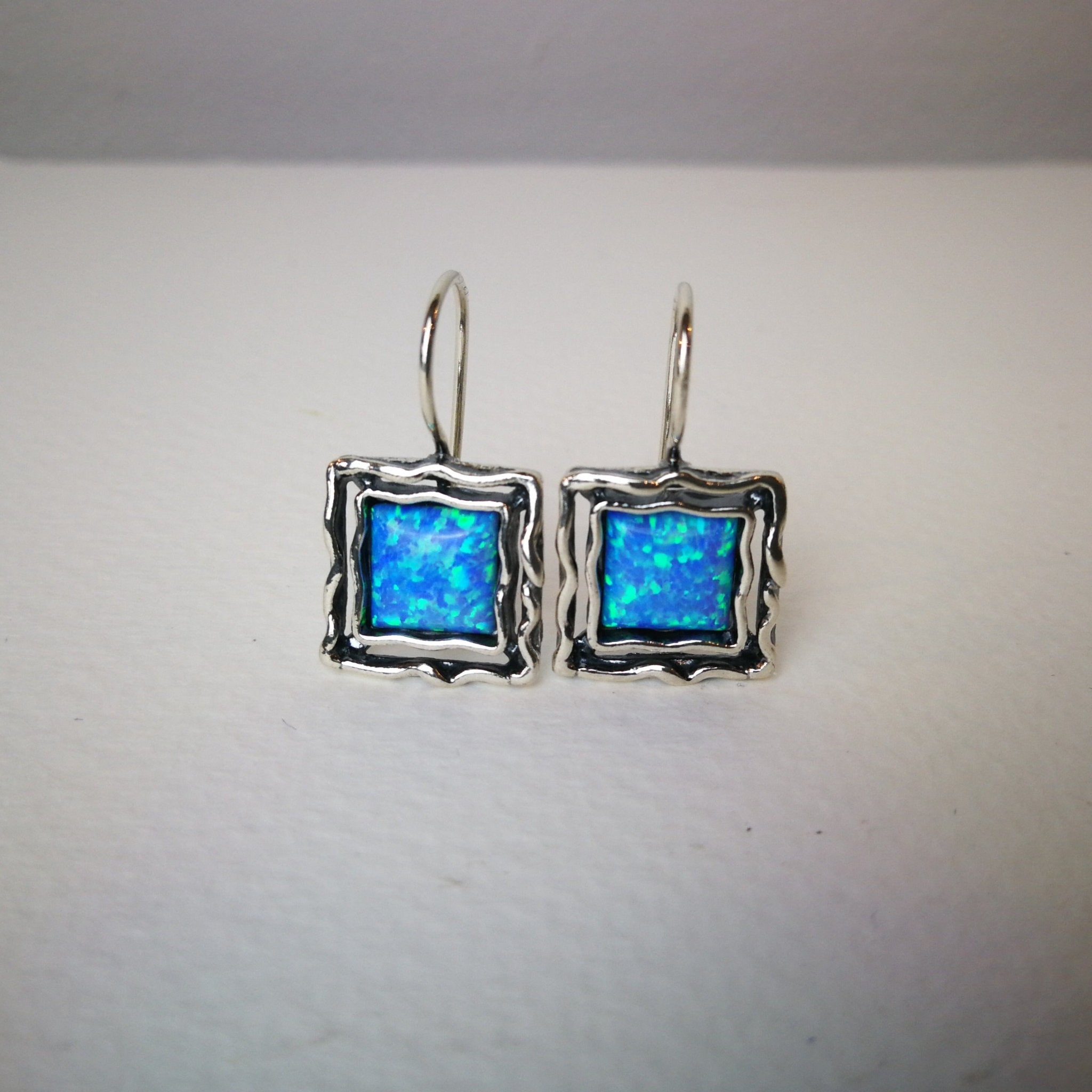 Square Drop Opal Earrings - The Nancy Smillie Shop - Art, Jewellery & Designer Gifts Glasgow