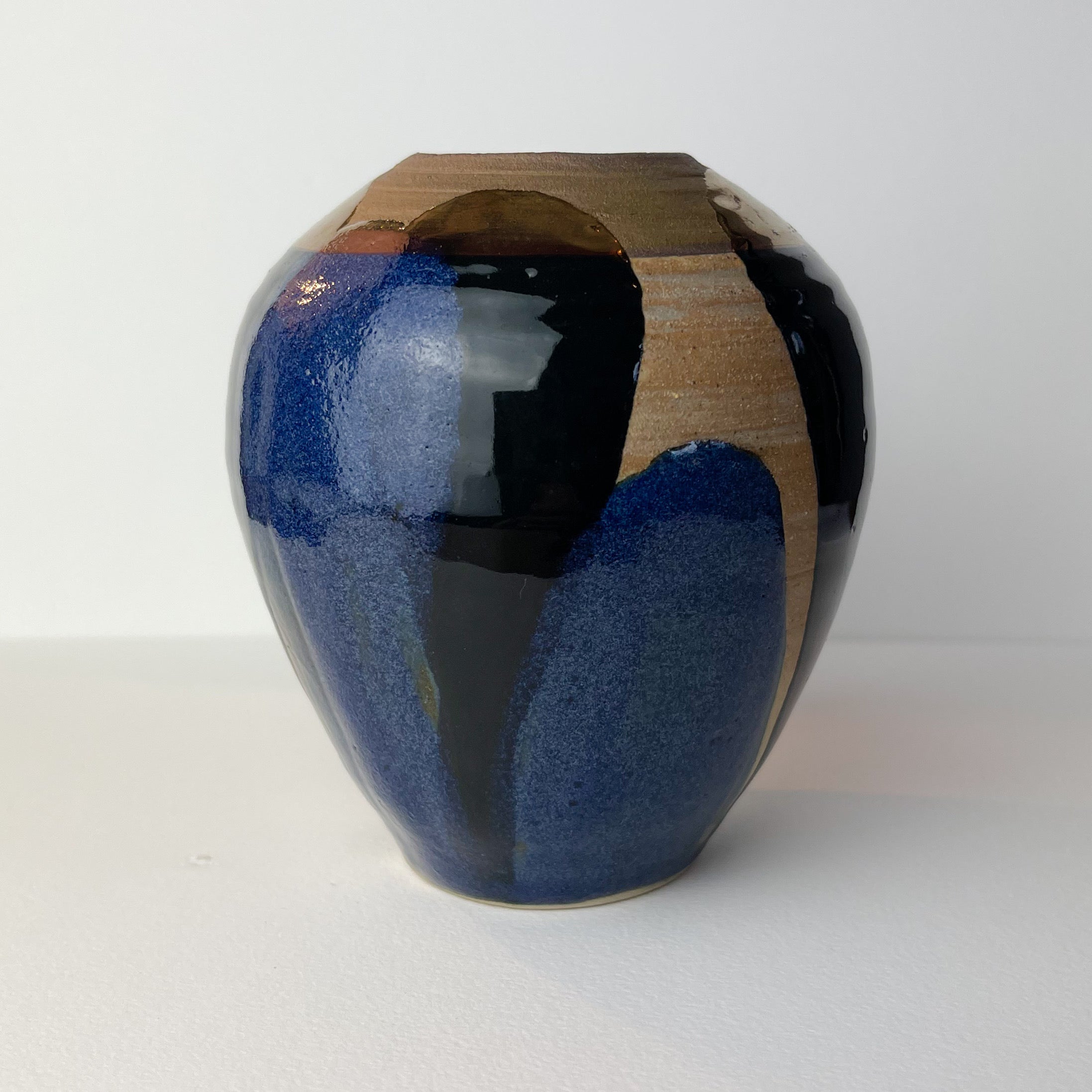 Stoneware Pot With Blue & Gold - The Nancy Smillie Shop - Art, Jewellery & Designer Gifts Glasgow