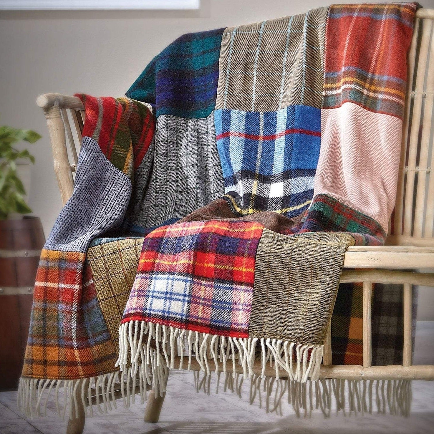 Tartan & Tweed Patchwork Wool Throw - The Nancy Smillie Shop - Art, Jewellery & Designer Gifts Glasgow