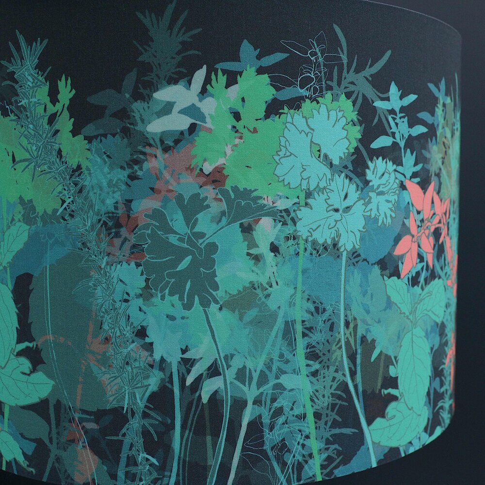 Teal Garden 30cm Table Lampshade - The Nancy Smillie Shop - Art, Jewellery & Designer Gifts Glasgow