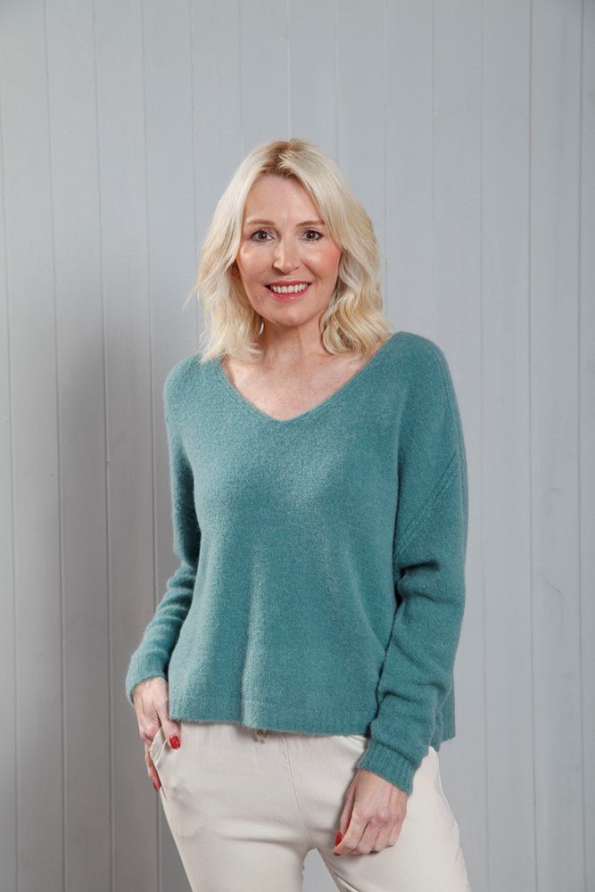 Teal Ribbed Detail Jumper - The Nancy Smillie Shop - Art, Jewellery & Designer Gifts Glasgow