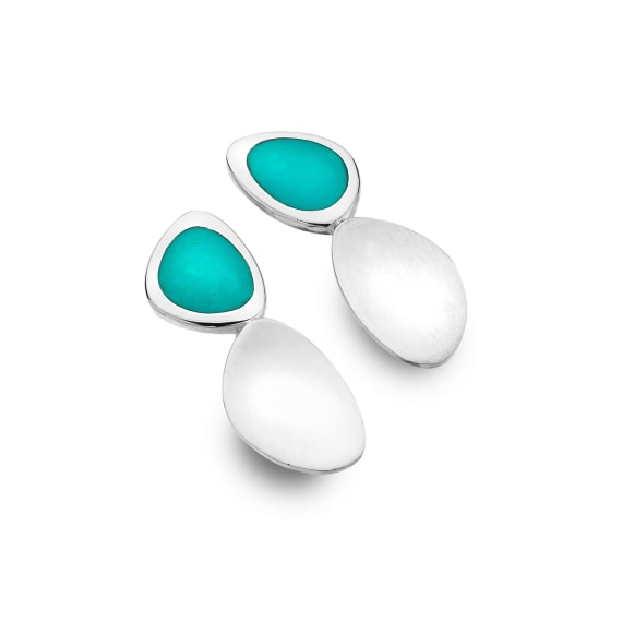 Turquoise Double Pebble Earrings - The Nancy Smillie Shop - Art, Jewellery & Designer Gifts Glasgow