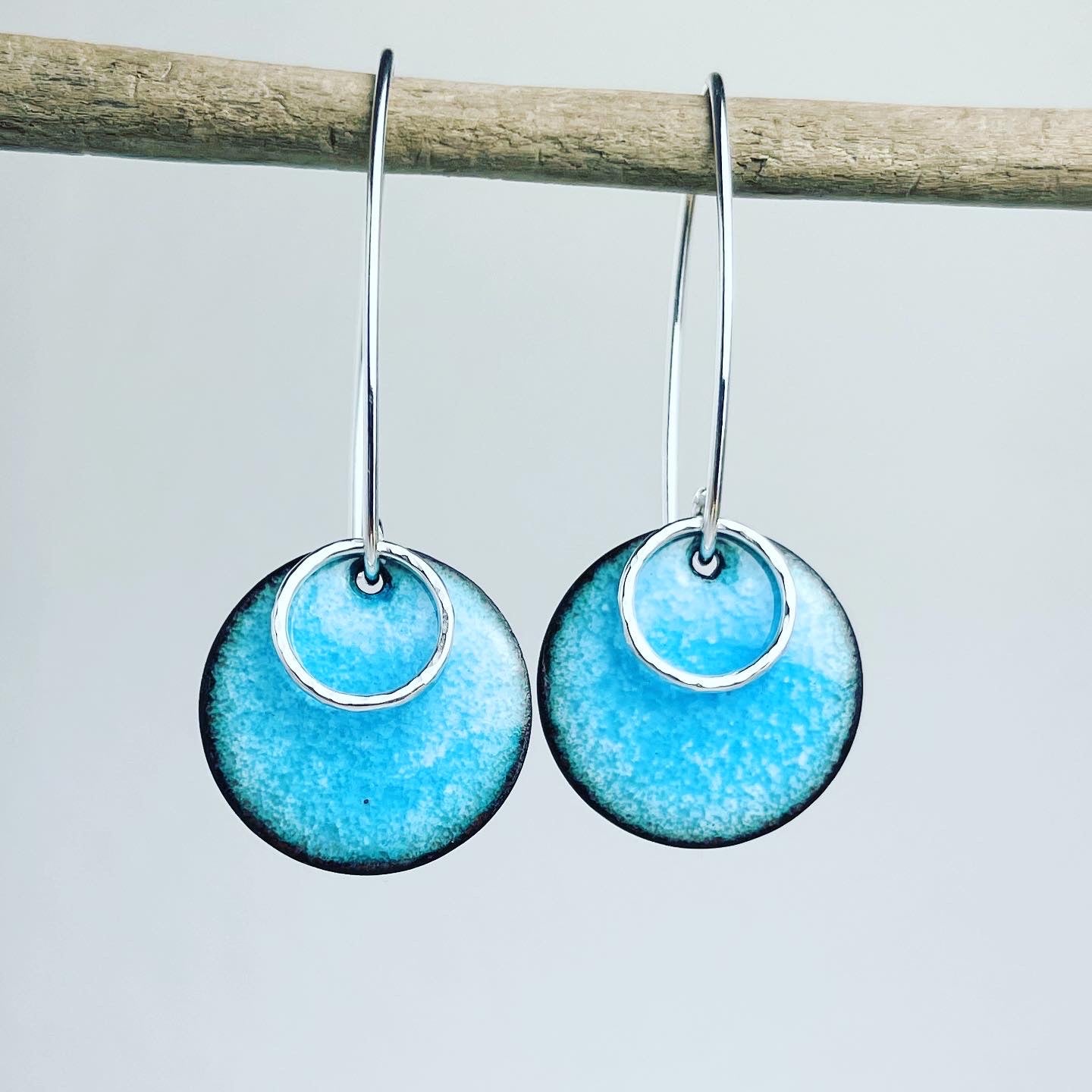 Turquoise Enamel Disc Earrings - The Nancy Smillie Shop - Art, Jewellery & Designer Gifts Glasgow